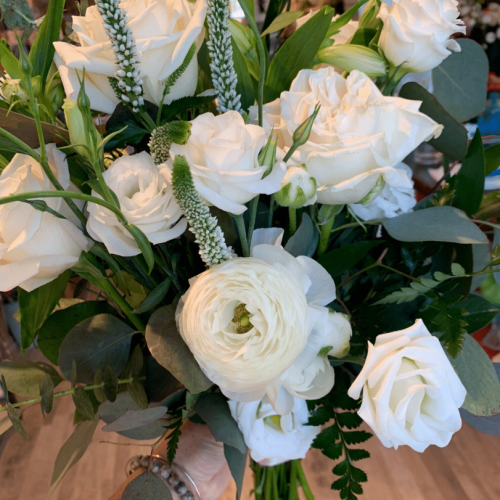 Seasonal White Hand-Tied Mixed Bouquet